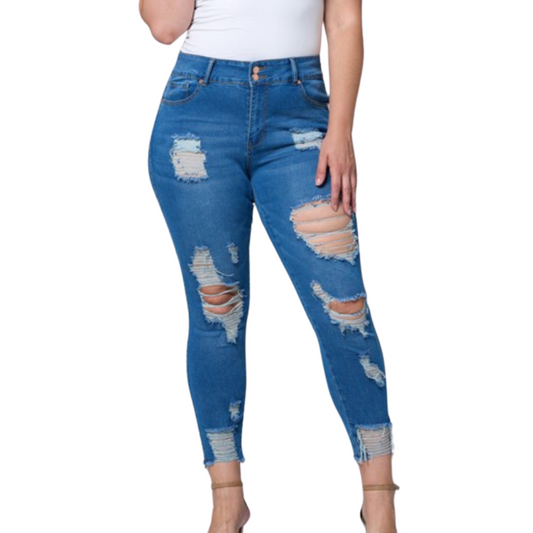 Tummy Tuck Distressed Jeans